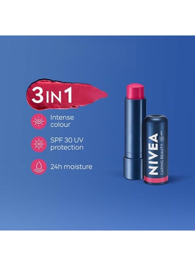 نيفيا بلسم الشفاه المرطب والملون من نيفيا، لون وردي، 4.8 جرام | ملون للشفاه والخدود مع عامل حماية من الشمس SPF 30 - Image 3